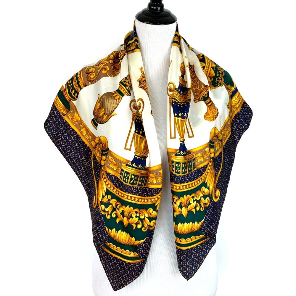 Vintage Talbots Large Silk Baroque Classic Pattern Japan  35"